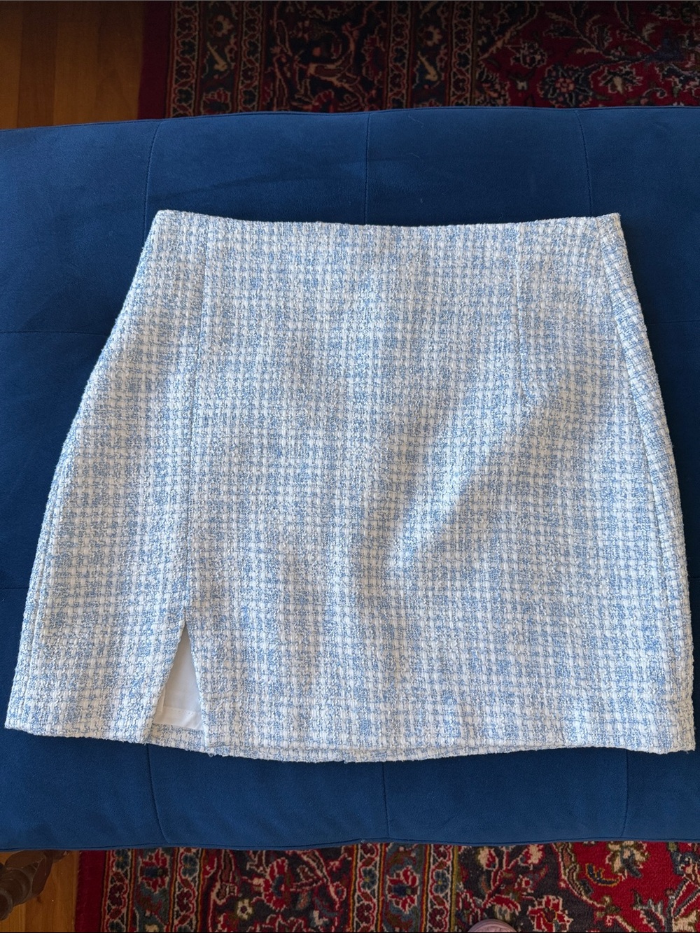 Dynamite Light Blue Tweed Mini Skirt with Side Slit